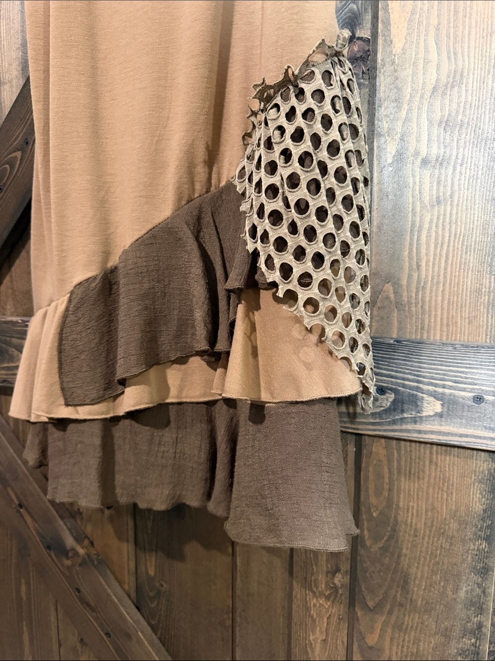 Pretty Angel Tan Spaghetti Strap Ruffle Mini Dress - Picture 3 of 6